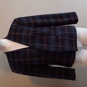 Le Chateau Plaid Blazer, Burgundy & Blue, Sz XL